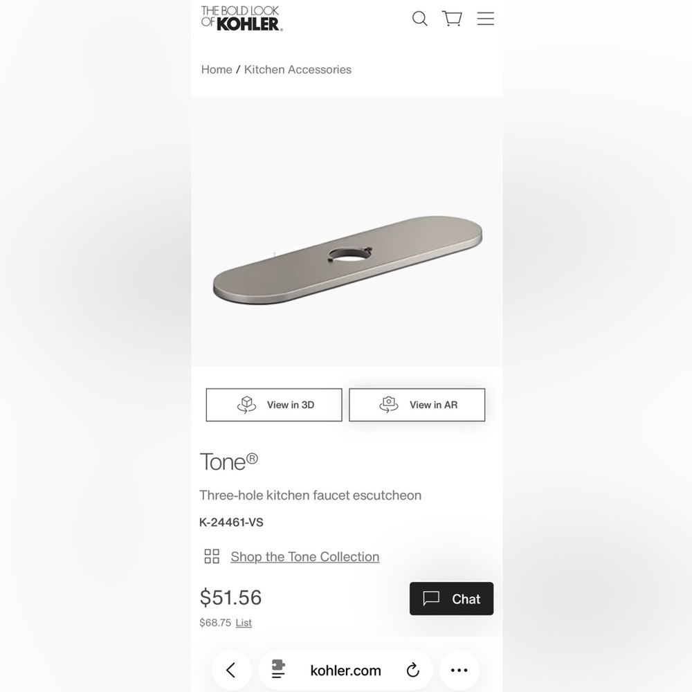 Kohler Kitchen Faucet Faceplate Escutcheon